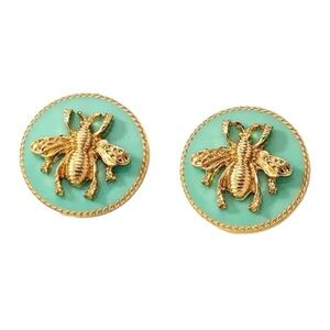 Bumble Bee Gold & Green Round‎ Pierced Earrings